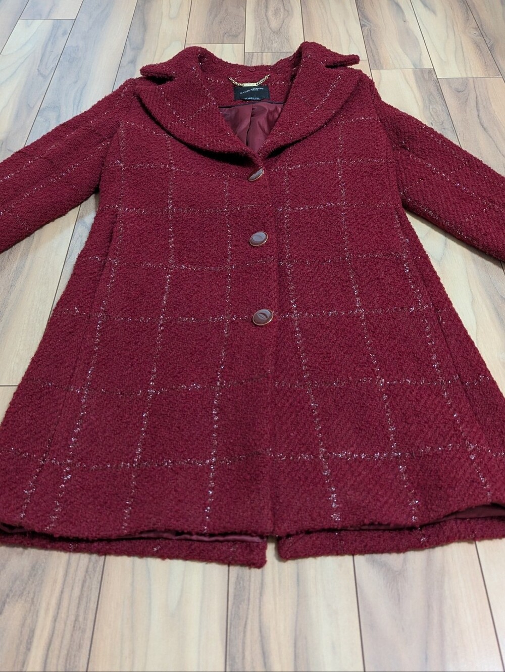 EUC!  Kate Spade New York Wool Pea Coat In Dark Red Size XS - Picture 2 of 16